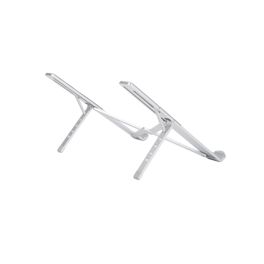 Soporte Portátil de Aluminio para Laptop / Amplia Compatibilidad de 11-17.3" / Ajuste de Altura 46.5 mm-136.5 mm / Capacidad de carga de 5 kg / Diseño Plegable / Material de Aleación de Aluminio + Silicona.