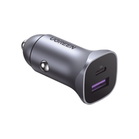Cargador de Auto 30W | 2 Puertos USB-A y USB-C | Carga R�pida | Compatible con Veh�culos de 12 y 24 VCD | PD3.0, QC4.0, SCP, PPS | Indicador Led | Dise�o Compacto | Chip Inteligente | Caja de Aluminio