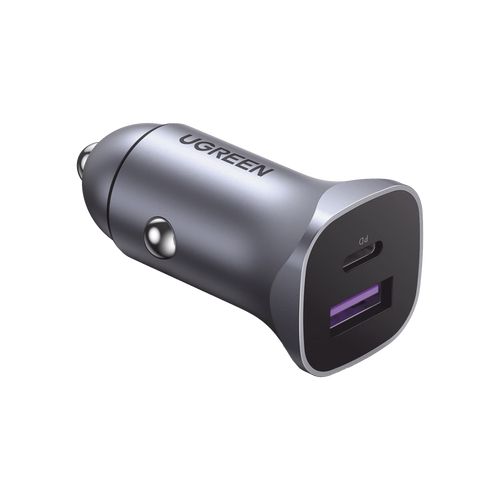 Cargador de Auto 30W | 2 Puertos USB-A y USB-C | Carga R�pida | Compatible con Veh�culos de 12 y 24 VCD | PD3.0, QC4.0, SCP, PPS | Indicador Led | Dise�o Compacto | Chip Inteligente | Caja de Aluminio