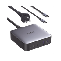 Cargador de 200W serie Nexode / 6 Puertos de Carga Rápida / 4 USB-C / 2 USB-A / Tecnología GaN II +SIC / Power Delivery 3.0 / Quick Charge 4.0 / Chip Confiable y Carga Inteligente / Optimiza la Experiencia de Carga / Incluye Cable de Carga U
