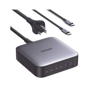 Cargador de 200W serie Nexode / 6 Puertos de Carga Rápida / 4 USB-C / 2 USB-A / Tecnología GaN II +SIC / Power Delivery 3.0 / Quick Charge 4.0 / Chip Confiable y Carga Inteligente / Optimiza la Experiencia de Carga / Incluye Cable de Carga U