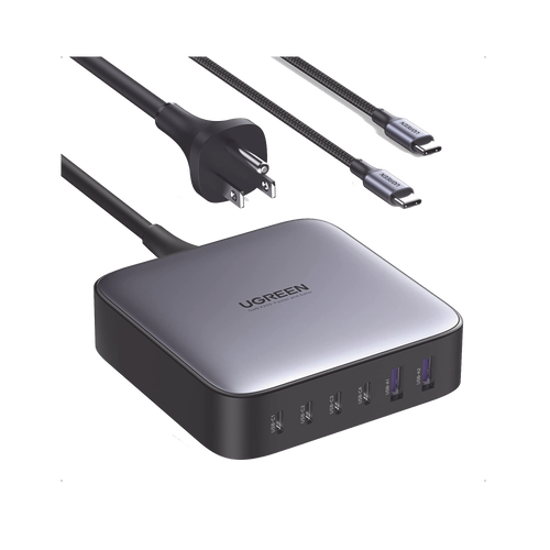 Cargador de 200W serie Nexode / 6 Puertos de Carga Rápida / 4 USB-C / 2 USB-A / Tecnología GaN II +SIC / Power Delivery 3.0 / Quick Charge 4.0 / Chip Confiable y Carga Inteligente / Optimiza la Experiencia de Carga / Incluye Cable de Carga U
