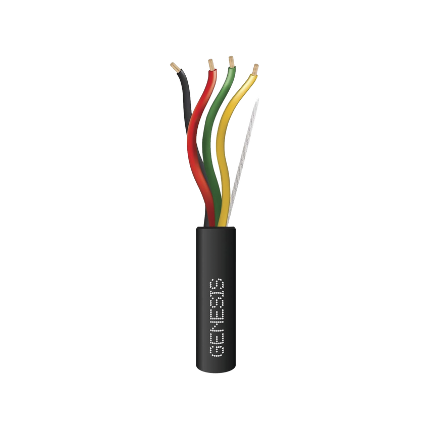 Carrete de Cable de 305 Metros (1000 Pies) / 4 x 14 AWG / Cable Direct Burial / Color Negro / Para Uso en Intemperie / Uso en Aplicaciones en Sistemas de Detección de Incendio y Sistemas de Evacuación