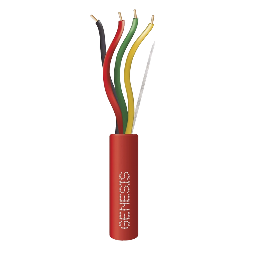 Carrete de Alambre 305 Metros (1000 Pies) / 4 x 16 AWG / Riser / Color Rojo / Tipo FPLR, CL3R, (UL) FT4 / Para Aplicaciones en Sistemas de Detección de Incendio y Sistemas de Evacuación