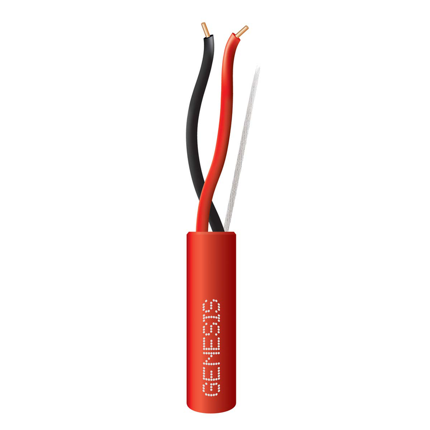 Carrete de Alambre de 305 Metros (1000 Pies) / 2 x 14 AWG / Riser / Tipo FPLR-CL3R / Color Rojo / Para Aplicaciones en Paneles de Detección de Incendio y Sistemas de Evacuación