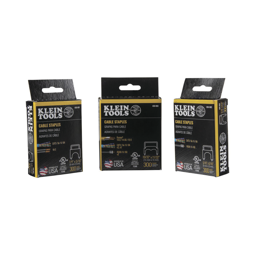Paquete de 300 Grapas con Aislamiento, para Cables NM (RomexÆ) como 14/3, 14/3G, 12/3 y otros cables de hasta 11/32 x 19/32 (9 mm x 15 mm / 0.35 x 0.59 pulgadas).