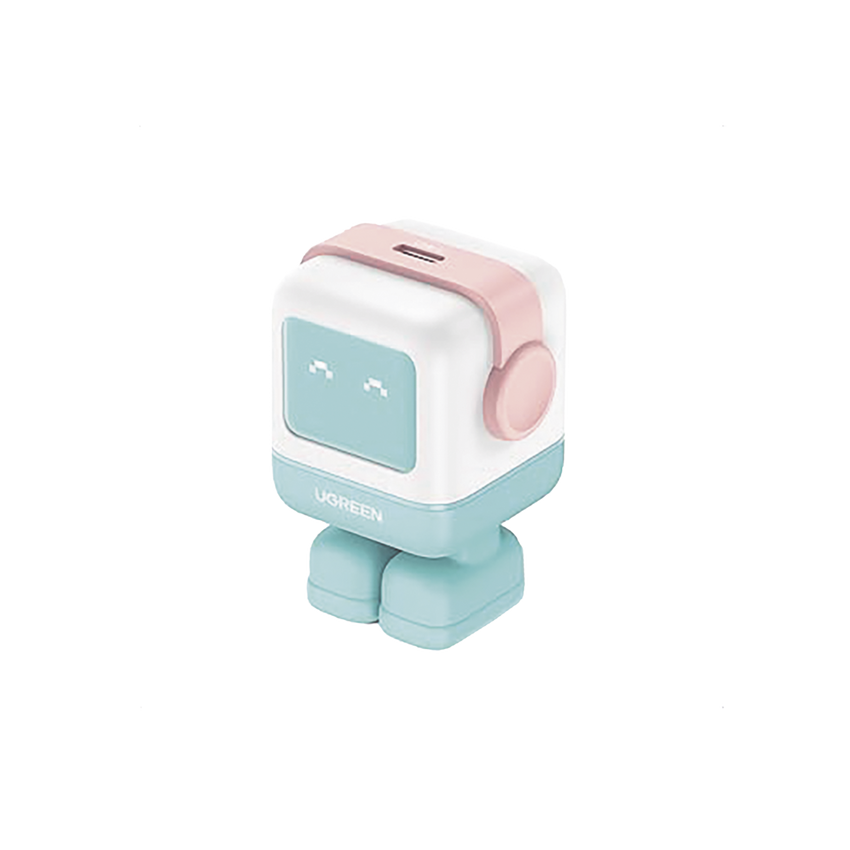 Cargador Mini GaNRobot 30W serie UNO | 1 USB-C de Carga Rápida | Tecnología GaN II | Multiprotocolo PD/QC/SCP/FCA | Carga Inteligente | Pantalla LED | Zapato Magnético Extraíble | Thermal Guard | Color Pink-Blue