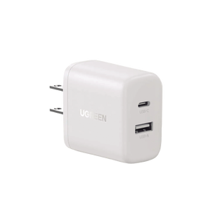 Cargador 2 En 1 Ugreen Carga Rápida 20w Blanco USB C, USB A