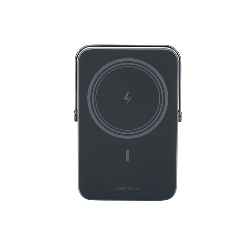 Power Bank Serie UNO Inalambrico | 10000mAh | 7.5W/20W  |  Con Emojis de Estado | Carga Rápida USB-C Bidireccional  | Pantalla TFT  Inteligente | Con Holder | Color Grey.
