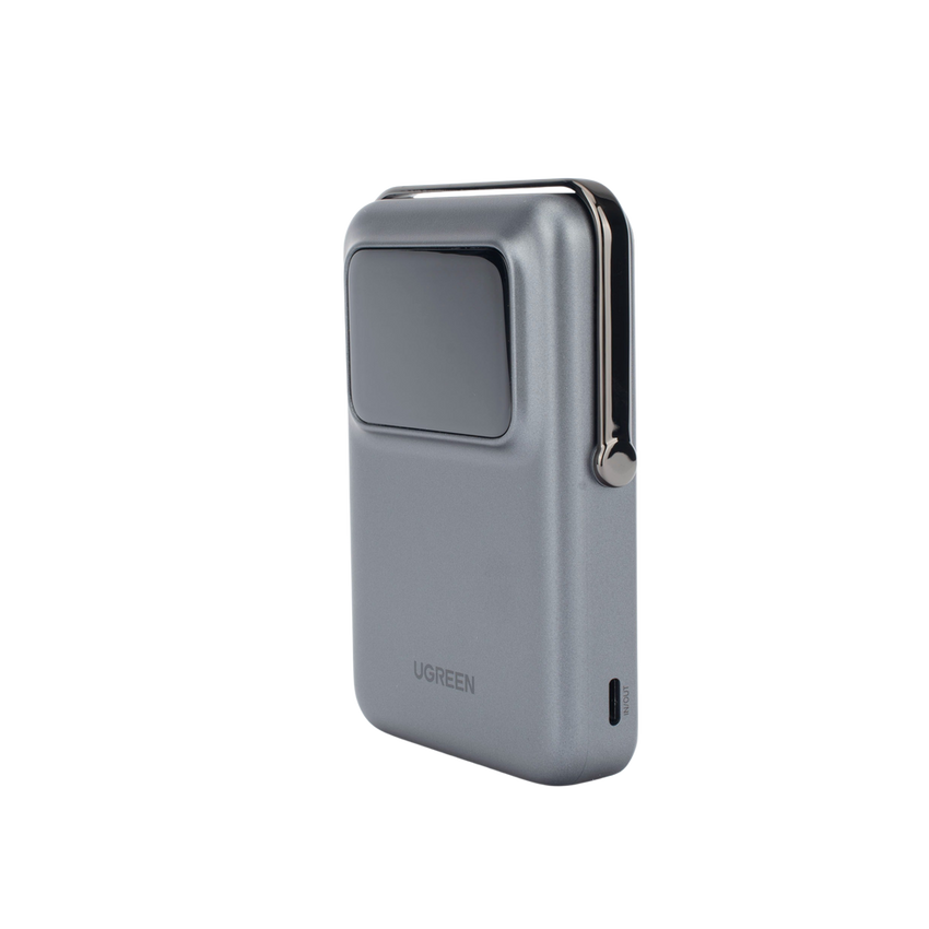 Power Bank Serie UNO Inalambrico | 10000mAh | 7.5W/20W  |  Con Emojis de Estado | Carga Rápida USB-C Bidireccional  | Pantalla TFT  Inteligente | Con Holder | Color Grey.
