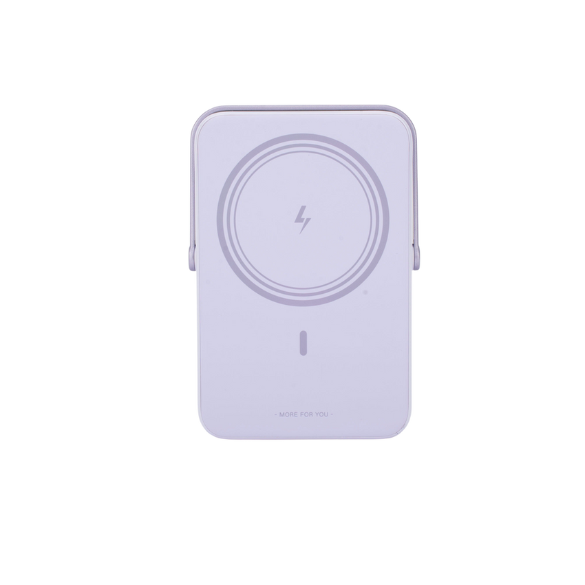 Power Bank Serie UNO Inalambrico | 10000mAh | 7.5W/20W  |  Con Emojis de Estado | Carga Rápida USB-C Bidireccional  | Pantalla TFT  Inteligente | Con Holder | Color Purple.