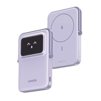 Power Bank Serie UNO Inalambrico | 10000mAh | 7.5W/20W  |  Con Emojis de Estado | Carga Rápida USB-C Bidireccional  | Pantalla TFT  Inteligente | Con Holder | Color Purple.