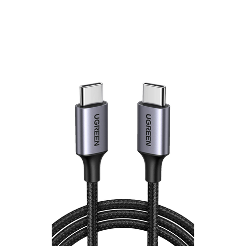 Cable USB-C a USB-C | 2 Metros | Transferencia de datos de 480 Mbps | Carga Rápida de hasta 60W | QC 4.0/3.0/2.0 | PD3.0 | FPC | AFC | Protección Integrada | Caja de Aluminio | Nylon Trenzado | Color Negro.
