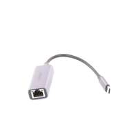 Adaptador de Red USB-C 3.1 (5 Gbps) a RJ45 | Thunderbolt 3 | Admite 10/100/1000 Mbps |  Chip Inteligente | Amplia Compatibilidad | Caja de Aluminio | Longitud del cable 10 cm.