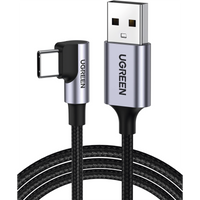 Cable USB-A a USB-C | 2 Metros (6.56 Pies) | Conector con �ngulo Recto de 90� | Carga R�pida de hasta 60W | 480 Mbps | PD3.0 | QC /3.0/2.0 | FPC | AFC | Protecci�n Integrada | Caja de Aluminio | Nylon Trenzado | Color Negro