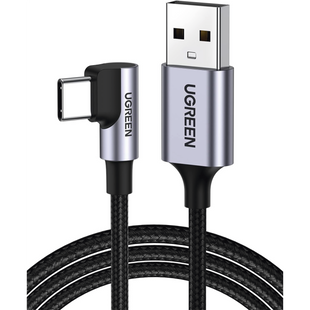 Cable USB-A a USB-C | 2 Metros (6.56 Pies) | Conector con �ngulo Recto de 90� | Carga R�pida de hasta 60W | 480 Mbps | PD3.0 | QC /3.0/2.0 | FPC | AFC | Protecci�n Integrada | Caja de Aluminio | Nylon Trenzado | Color Negro