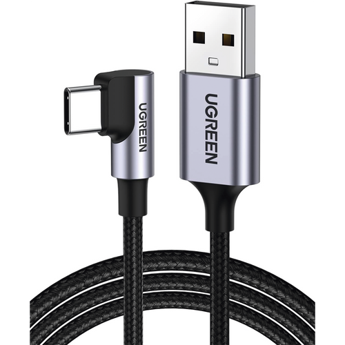 Cable USB-A a USB-C | 2 Metros (6.56 Pies) | Conector con �ngulo Recto de 90� | Carga R�pida de hasta 60W | 480 Mbps | PD3.0 | QC /3.0/2.0 | FPC | AFC | Protecci�n Integrada | Caja de Aluminio | Nylon Trenzado | Color Negro