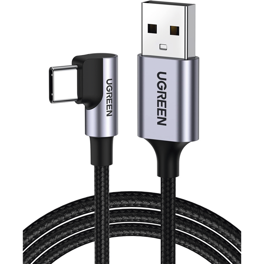 Cable USB-A a USB-C | 2 Metros (6.56 Pies) | Conector con �ngulo Recto de 90� | Carga R�pida de hasta 60W | 480 Mbps | PD3.0 | QC /3.0/2.0 | FPC | AFC | Protecci�n Integrada | Caja de Aluminio | Nylon Trenzado | Color Negro