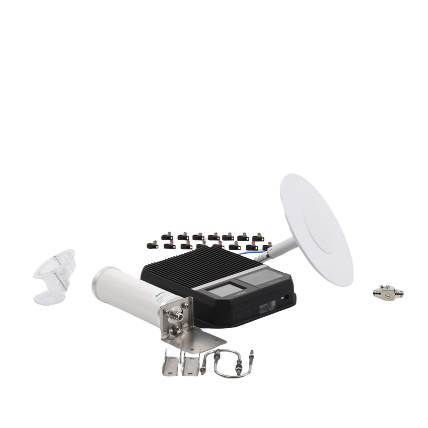 Kit Amplificador Office 200 para 2G, 3G y 4G / Mejora llamadas convencionales y VoLTE / Amplifica señal de TELCEL, AT&T y MOVISTAR / Cubre hasta 400 m² con una antena y hasta 1600 m² con 4 antenas.