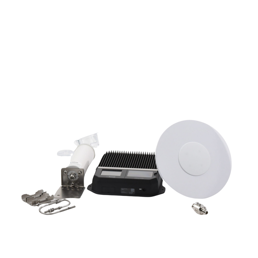 Kit Amplificador Office 200 para 2G, 3G y 4G / Mejora llamadas convencionales y VoLTE / Amplifica señal de TELCEL, AT&T y MOVISTAR / Cubre hasta 400 m² con una antena y hasta 1600 m² con 4 antenas.