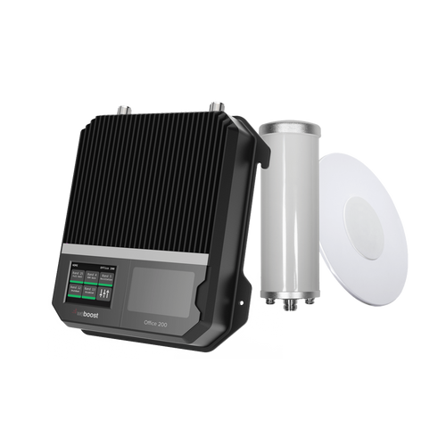KIT Amplificador de señal celular 4G LTE, 3G y VOZ. Especial para cubrir áreas de hasta 1600 m² por ser de grado comercial e industrial. Soporta múltiples operadores, tecnologías y usuarios.