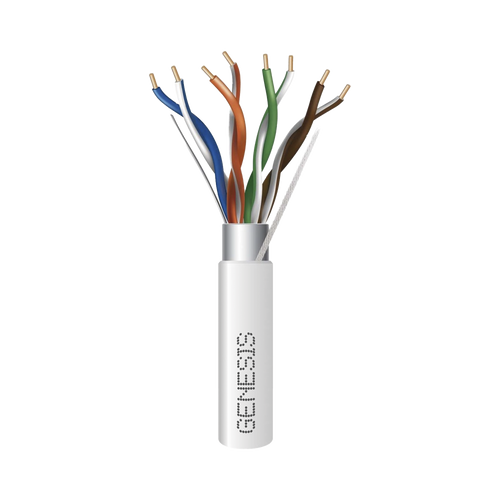 Carrete de 305 Metros (1000 Pies) de Cable Cat5e / Calibre 24 AWG BLINDADO / PLENUM / Color Blanco para aplicaciones de Voz y Datos