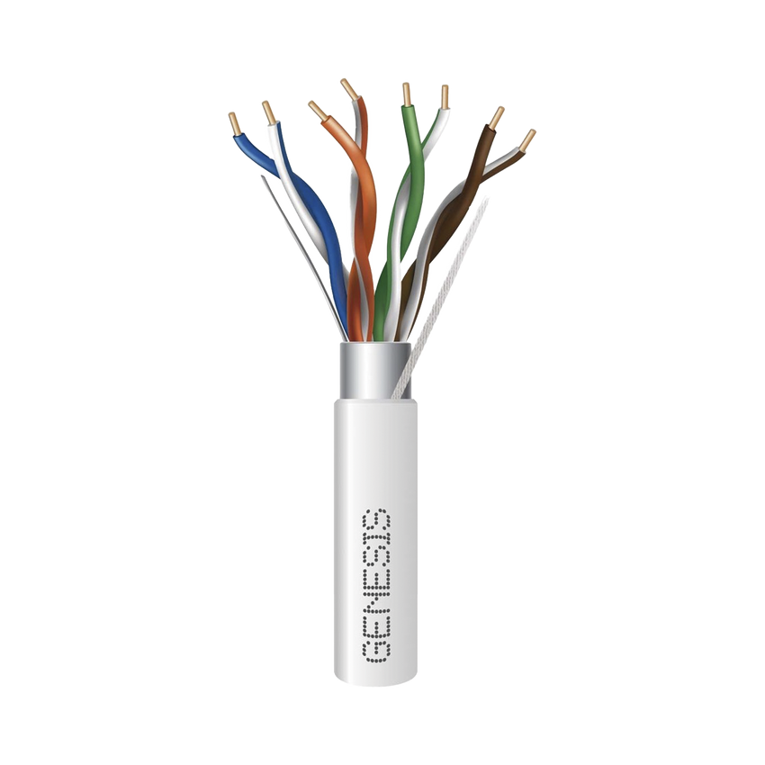 Carrete de 305 Metros (1000 Pies) de Cable Cat5e / Calibre 24 AWG BLINDADO / PLENUM / Color Blanco para aplicaciones de Voz y Datos
