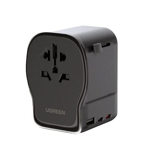 Cargador de Viaje 65 W, 2C1A, Negro y Gris