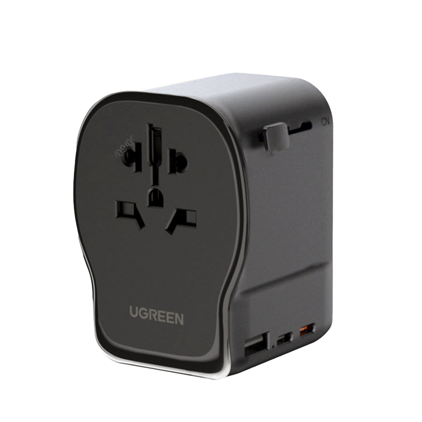 Cargador de Viaje 65 W, 2C1A, Negro y Gris