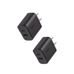 Cargador rápido de 20 W y 2 puertos, paquete de 2, negro, EE. UU.