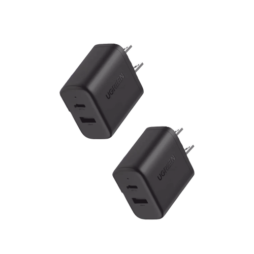 Cargador rápido de 20 W y 2 puertos, paquete de 2, negro, EE. UU.