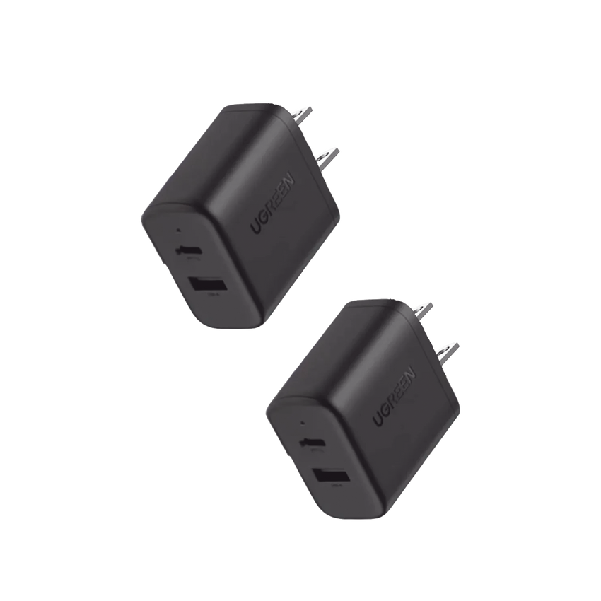 Cargador rápido de 20 W y 2 puertos, paquete de 2, negro, EE. UU.