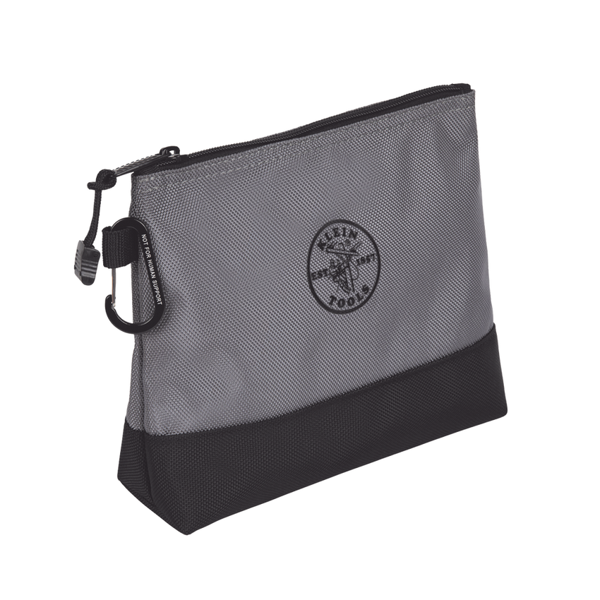 KIT 5 Bolsos Ultra Resistentes para Herramientas con Base y cierre Zipper, Colores: gris claro, amarillo, naranja, azul, gris oscuro. Todos con Mosquetones de Aluminio.