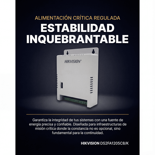 Fuente de Poder Regulada 12 Vcc / 13.5 Vcc / 15 Vcc para 8 Cámaras / 8 Amperes (1 Amp por Salida) / Voltaje de Entrada 90 - 130 VCA / Filtro de Ruido para Cámaras 4K / Modo para Largas Distancias