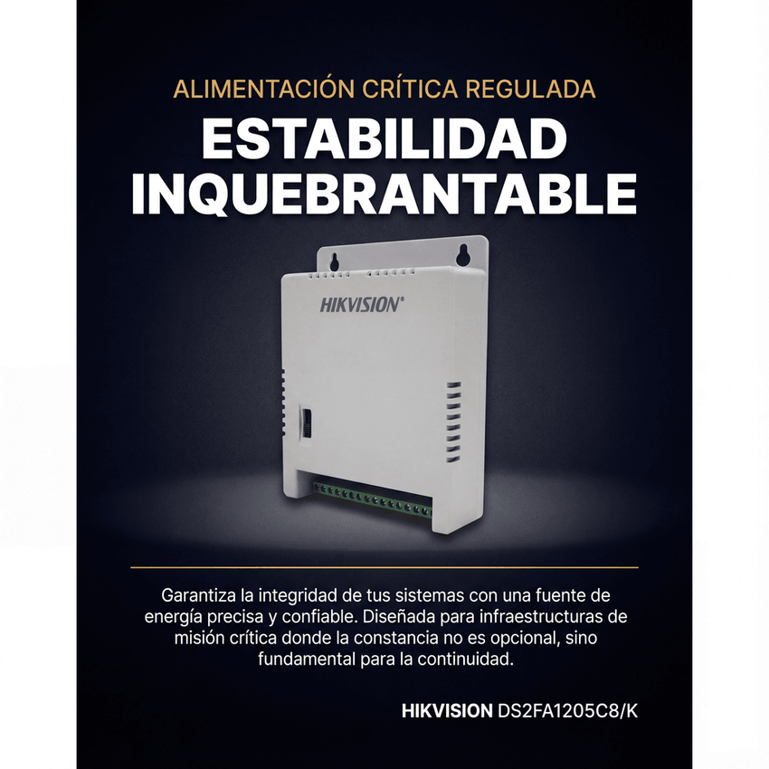 Fuente de Poder Regulada 12 Vcc / 13.5 Vcc / 15 Vcc para 8 Cámaras / 8 Amperes (1 Amp por Salida) / Voltaje de Entrada 90 - 130 VCA / Filtro de Ruido para Cámaras 4K / Modo para Largas Distancias