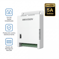 Fuente de Poder Regulada 12 Vcc / 13.5 Vcc / 15 Vcc para 8 Cámaras / 8 Amperes (1 Amp por Salida) / Voltaje de Entrada 90 - 130 VCA / Filtro de Ruido para Cámaras 4K / Modo para Largas Distancias