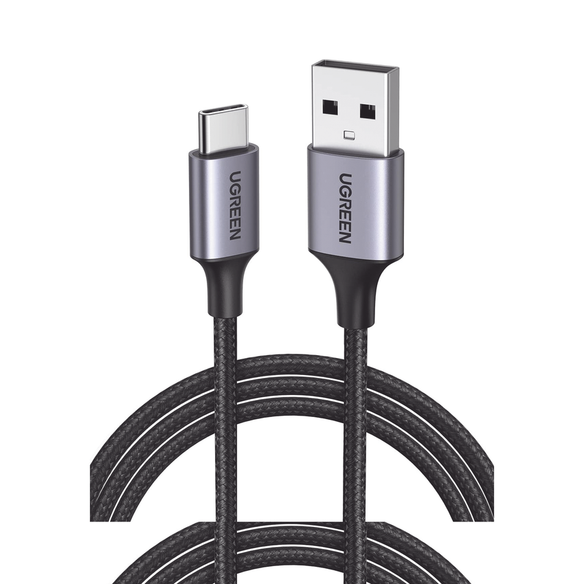 Cable USB-A a USB-C | 2 Metros | Transferencia de datos de 480 Mbps | Carga Rápida | QC 4.0/3.0/2.0 | FPC | AFC | Protección Integrada | Caja de Aluminio | Nylon Trenzado | Color Negro.