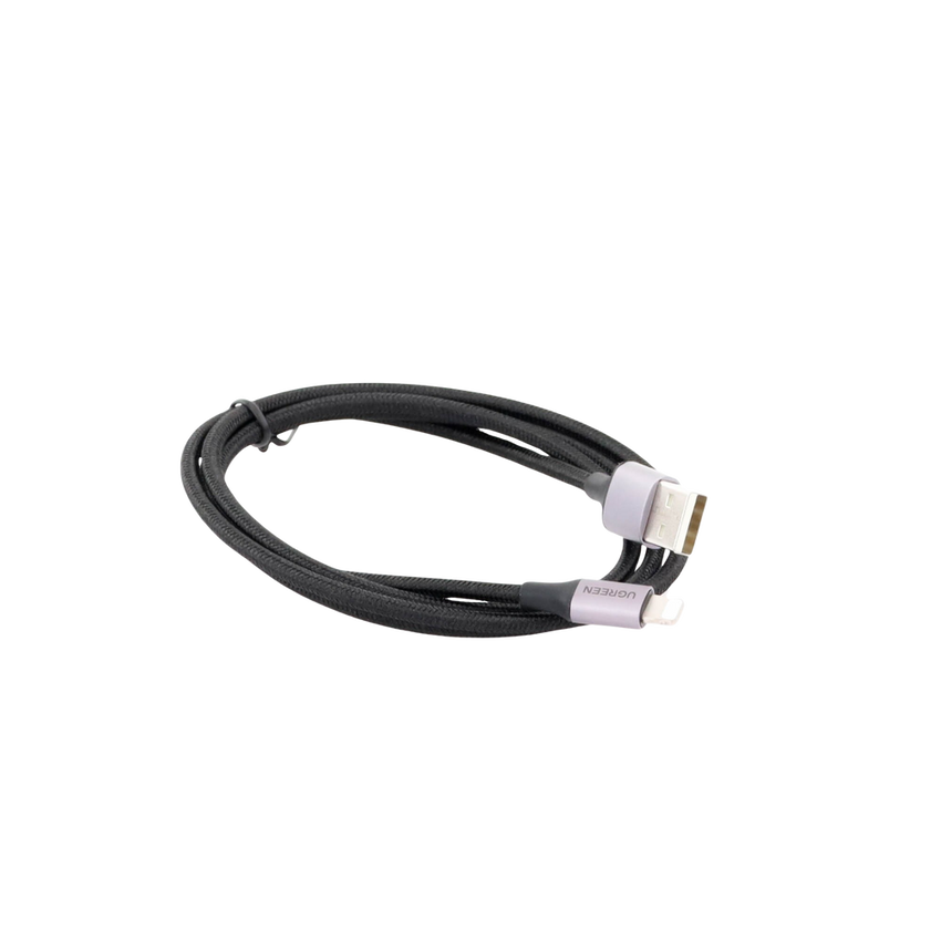 Cable USB-A a Lightning | 1 Metro (3.28 Pies) | Certificado MFi | Carga Rápida 5V/2.4 A | 480 Mbps | Conector C94 | Adecuado para iPhone, iPad y iPod | Protección Integrada | Caja de Aluminio | Nylon Trenzado | Color Negro