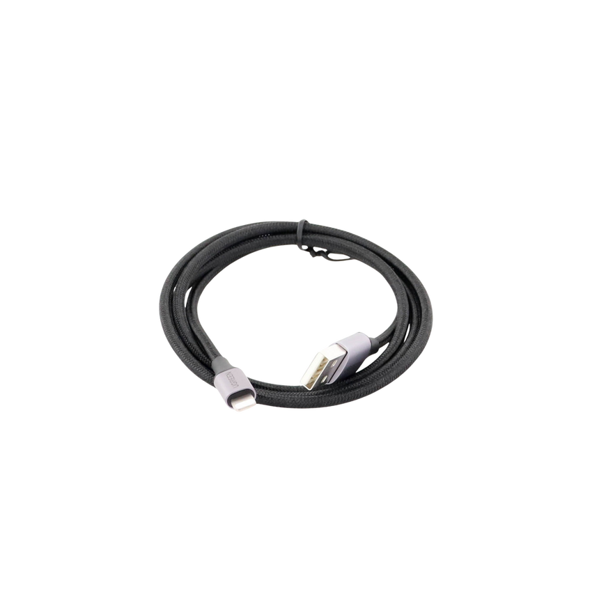 Cable USB-A a Lightning | 1 Metro (3.28 Pies) | Certificado MFi | Carga Rápida 5V/2.4 A | 480 Mbps | Conector C94 | Adecuado para iPhone, iPad y iPod | Protección Integrada | Caja de Aluminio | Nylon Trenzado | Color Negro