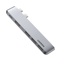 HUB USB-C (Thunderbolt 3) 5 en 2 | 1 Puerto HDMI 4K | 3 Puertos USB3.0 | USB- C (PD 100W) | Transferencia de Video y Datos | Multifuncional para MacBook Pro/Air | Carcasa de Aluminio.