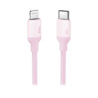 Cable USB-C a Lightning / Certificado MFi / 1 Metro / Adecuado para iPhone, iPad, iPod / Carga Rápida PD 20W /  Sincronización de Datos de hasta 480 Mbps / Goma de Silicona y  TPE. / Suave al Tacto / Color Pink