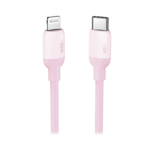 Cable USB-C a Lightning / Certificado MFi / 1 Metro / Adecuado para iPhone, iPad, iPod / Carga Rápida PD 20W /  Sincronización de Datos de hasta 480 Mbps / Goma de Silicona y  TPE. / Suave al Tacto / Color Pink