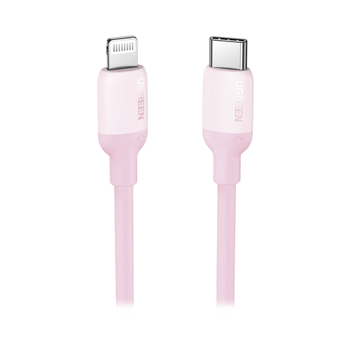 Cable USB-C a Lightning / Certificado MFi / 1 Metro / Adecuado para iPhone, iPad, iPod / Carga Rápida PD 20W /  Sincronización de Datos de hasta 480 Mbps / Goma de Silicona y  TPE. / Suave al Tacto / Color Pink
