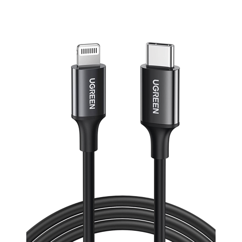 Cable USB-C a Lightning | 1 Metro | Certificado MFi | Carga Rápida 60W | 480 Mbps | PD | Conector C94 | Adecuado para iPhone, iPad y iPod | Protección Integrada | Caja de ABS | Cubierta de TPE | Color Negro.