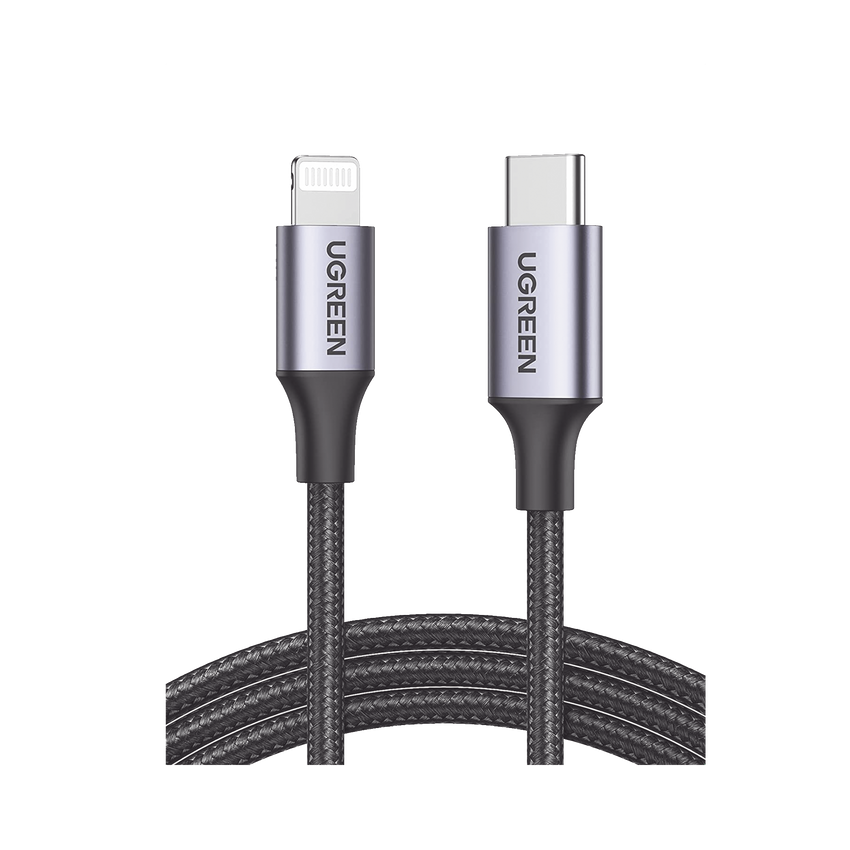 Cable USB-C a Lightning | 1 Metro | Certificado MFi | Carga Rápida 60W | 480 Mbps | Conector C94 | Adecuado para iPhone, iPad y iPod | Protección Integrada | Caja de Aluminio | Nylon Trenzado | Color Negro.