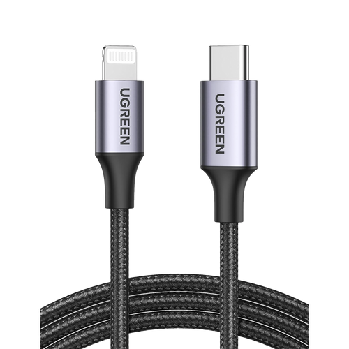 Cable USB-C a Lightning | 2 Metros | Certificado MFi | Carga Rápida 60W | 480 Mbps | Conector C94 | Adecuado para iPhone, iPad y iPod | Protección Integrada | Caja de Aluminio | Nylon Trenzado | Color Negro.