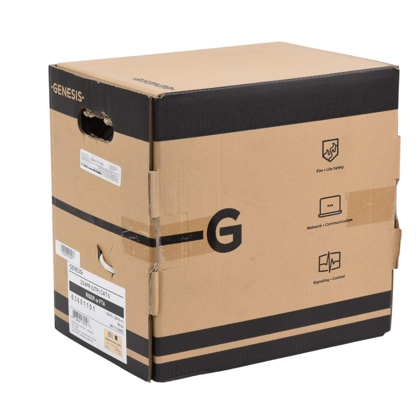 Bobina de Cable de 305 Metros (1000 Pies) UTP Cat6 Riser / Color Blanco / UL, CMR, Probado a 350 Mhz / Para Aplicaciones de CCTV, Redes de Datos, IP Megapixel, Control RS485