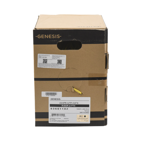 Bobina de Cable de 305 Metros (1000 Pies) UTP Cat6 Riser / Color Amarillo / UL, CMR, Probado a 350 Mhz / Para Aplicaciones de CCTV, Redes de Datos, IP Megapixel, Control RS485