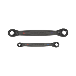 Juego de 2 llaves Estriadas de Matraca 4 en 1 con 8 Medidas Inglesas 1/2-5/8", 3/4-9/16", 1/4-3/8", 7/16-5/16"