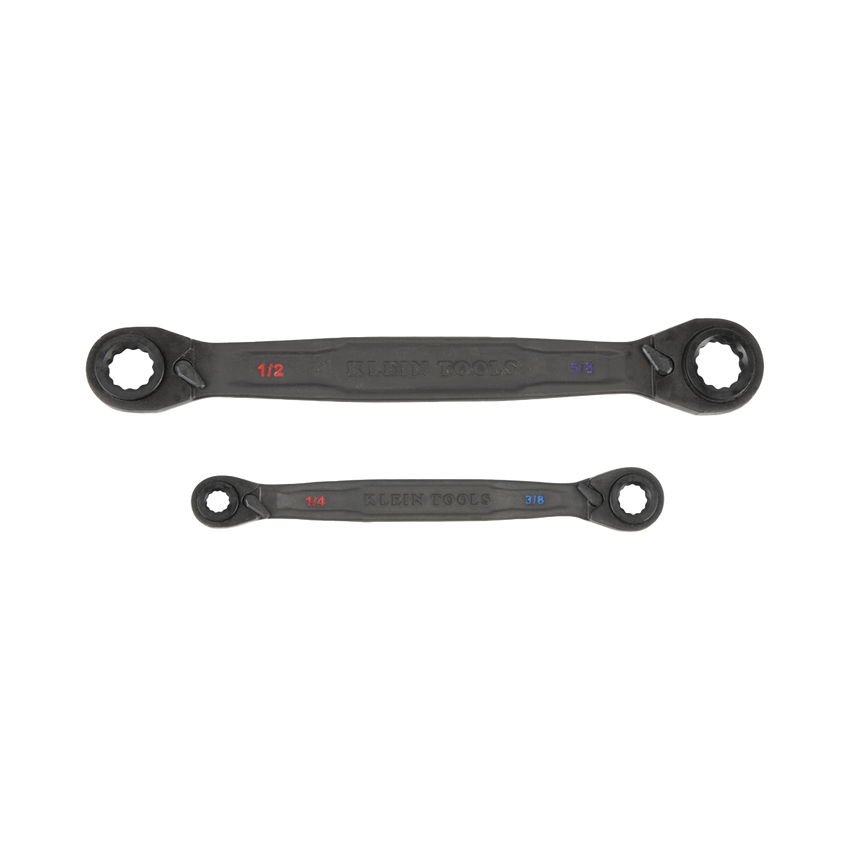 Juego de 2 llaves Estriadas de Matraca 4 en 1 con 8 Medidas Inglesas 1/2-5/8", 3/4-9/16", 1/4-3/8", 7/16-5/16"